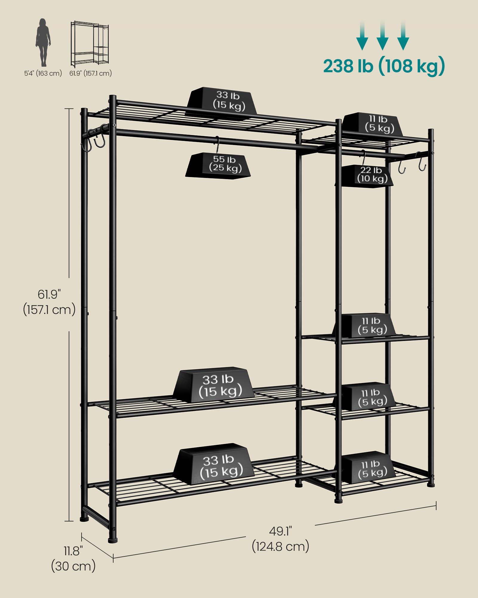 Songmics wardrobe underneath space ideal for shoes and boots