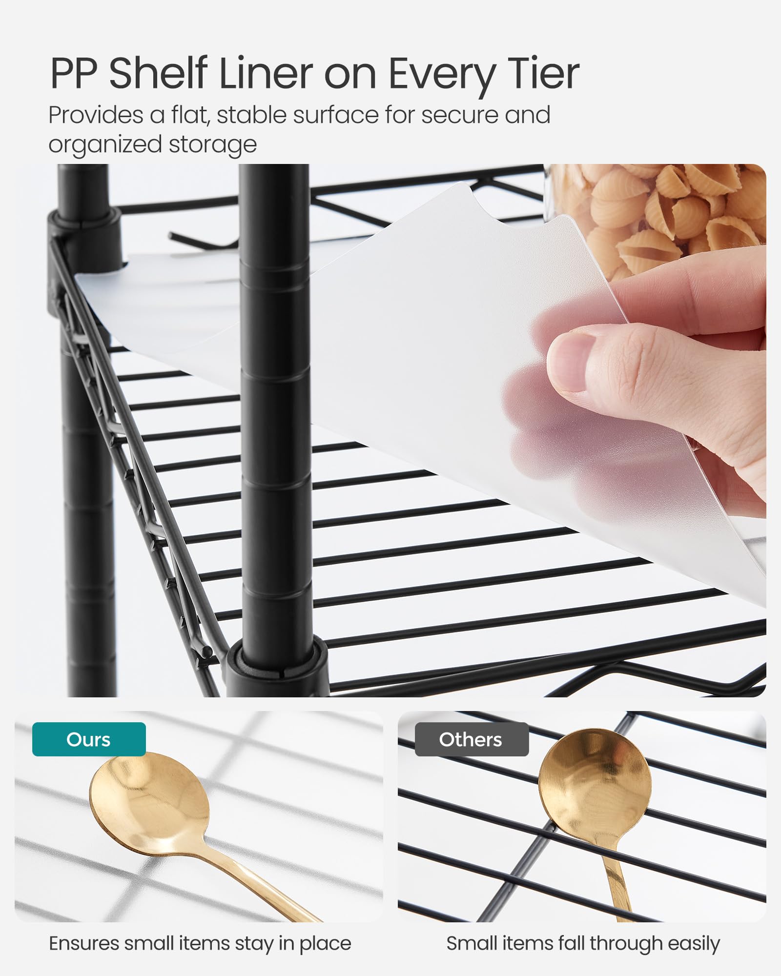 SONGMICS PP shelf liners providing flat surface and item security