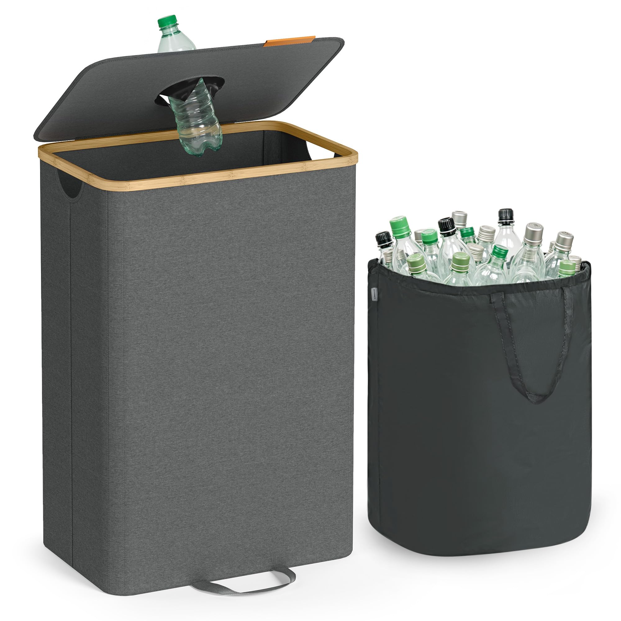 SONGMICS 26.4-gallon kitchen recycling bin front view for organized waste sorting