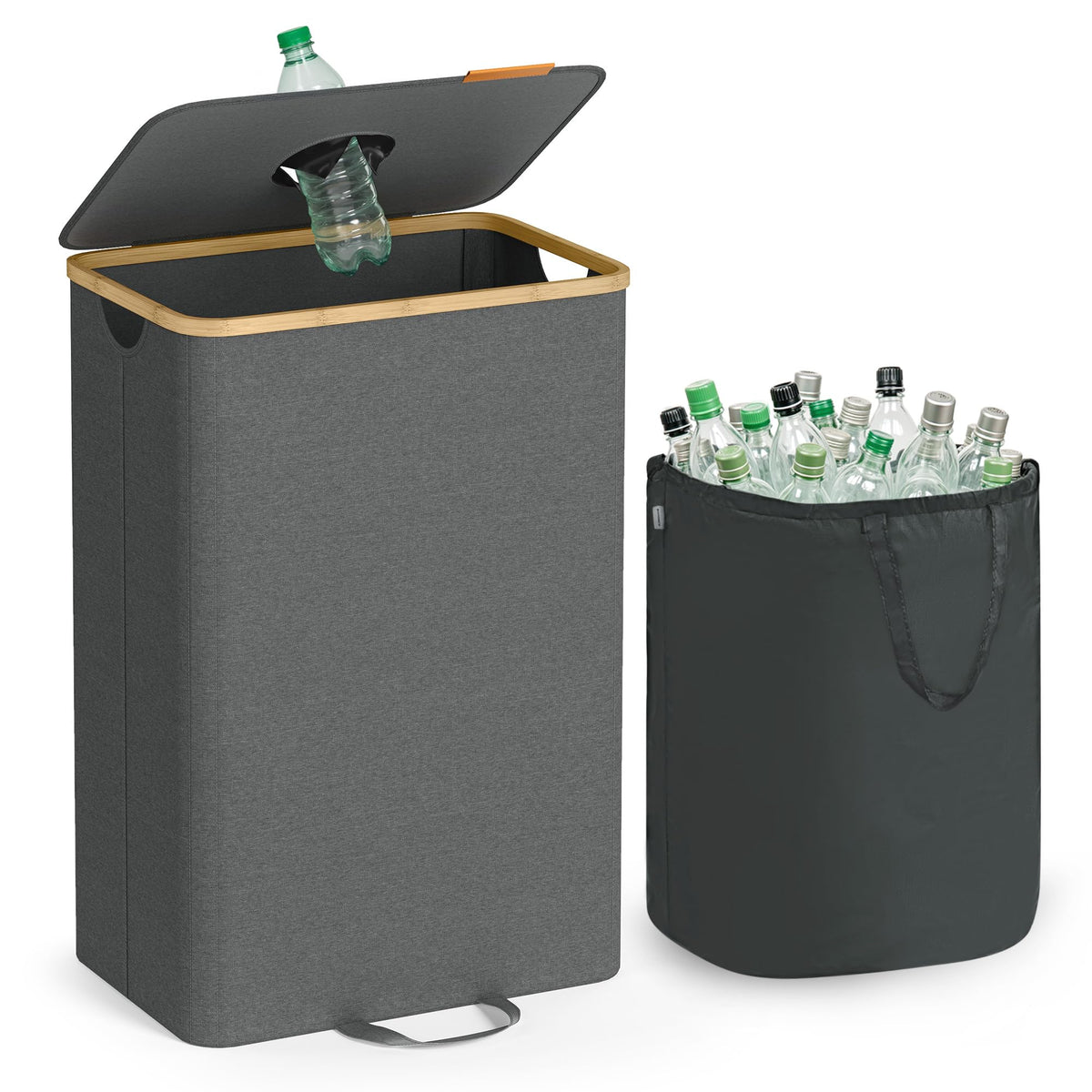 SONGMICS 26.4-gallon kitchen recycling bin front view for organized waste sorting