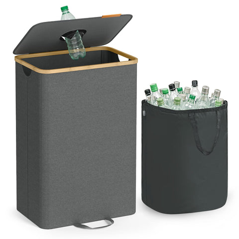 SONGMICS 26.4-gallon kitchen recycling bin front view for organized waste sorting