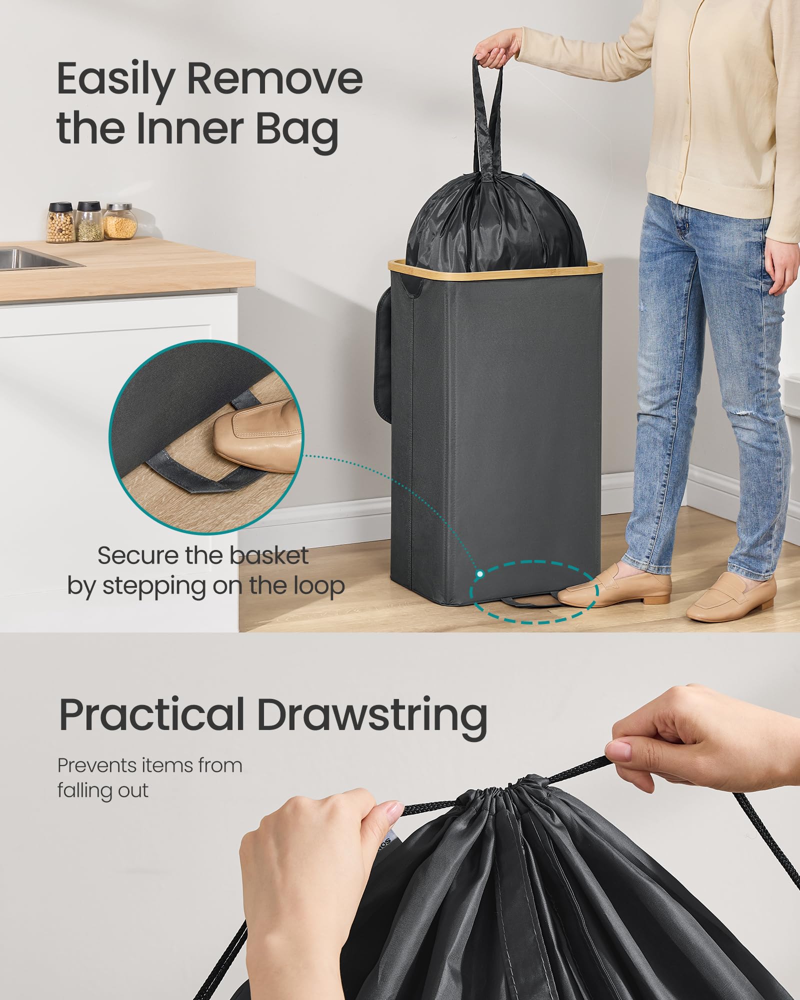 SONGMICS collection hole lets you drop bottles without lifting the lid