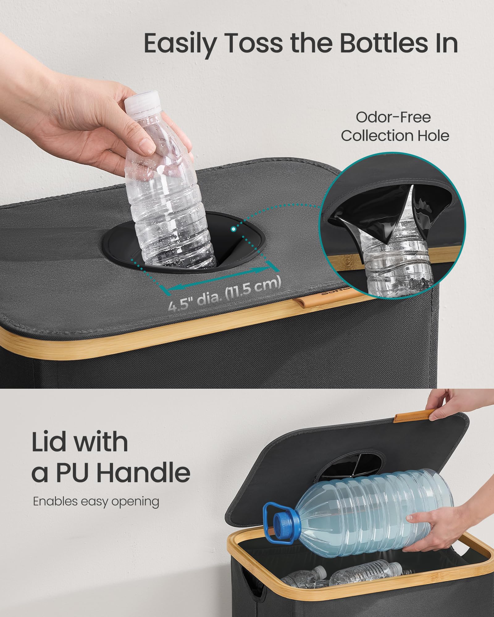 SONGMICS bin features water-resistant Oxford fabric for durability and easy cleaning