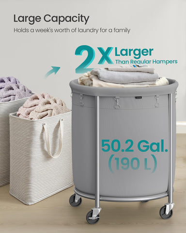 Removable PVC-lined bag securely holds garments in the SONGMICS hamper