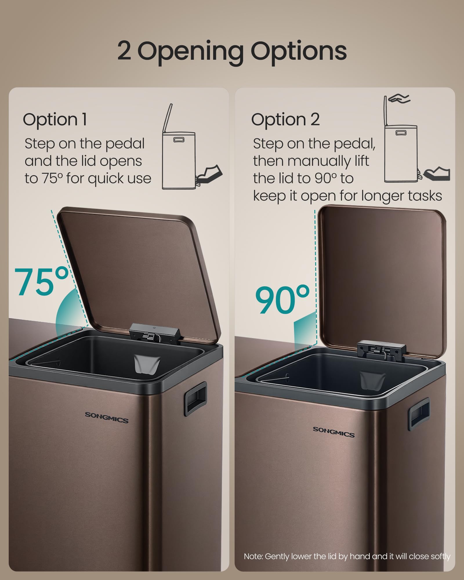 SONGMICS removable inner buckets simplify sorting and cleaning.