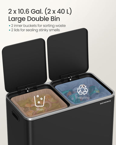 SONGMICS removable inner buckets with handles for quick cleaning