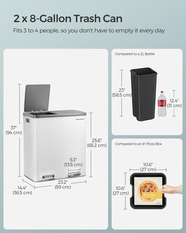 SONGMICS removable inner buckets simplify cleanup after spills.