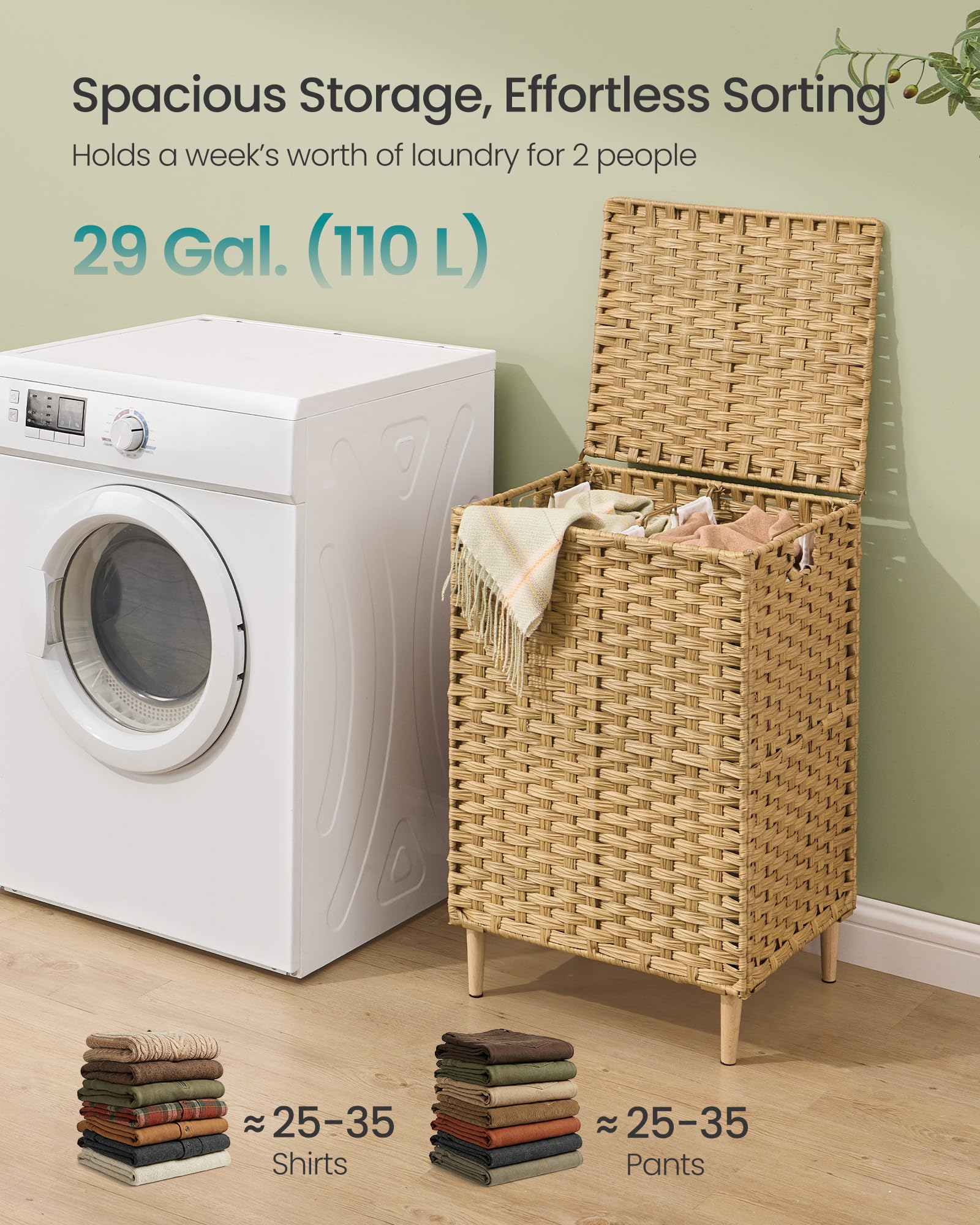 Songmics removable liners let you carry laundry to the machine.
