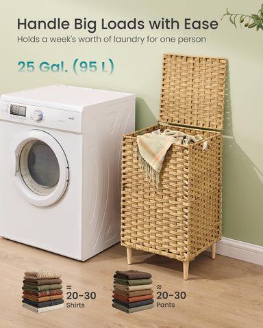 SONGMICS removable poly-cotton liner makes laundry transport easy.