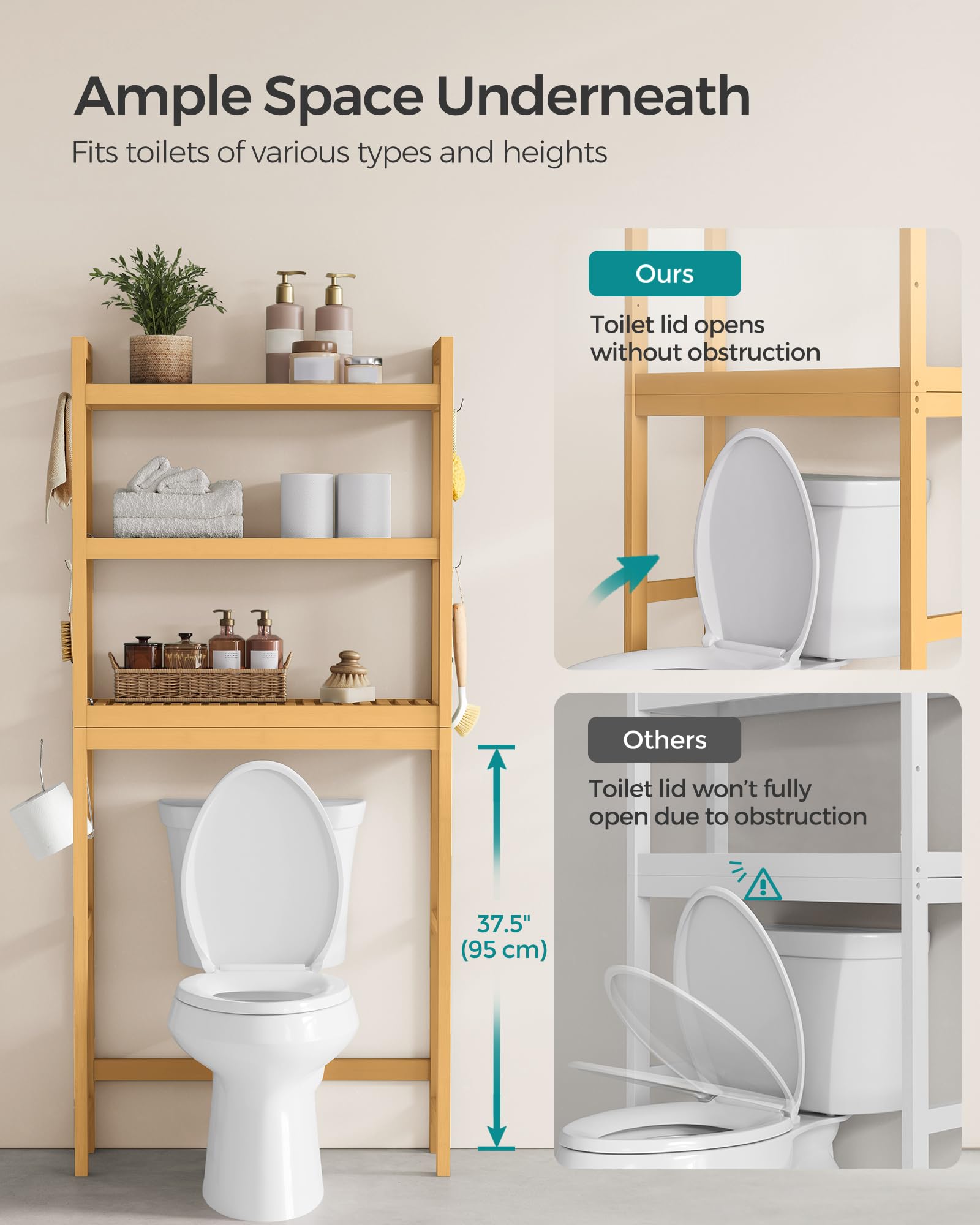 Renewable bamboo material adds natural warmth to bathrooms.