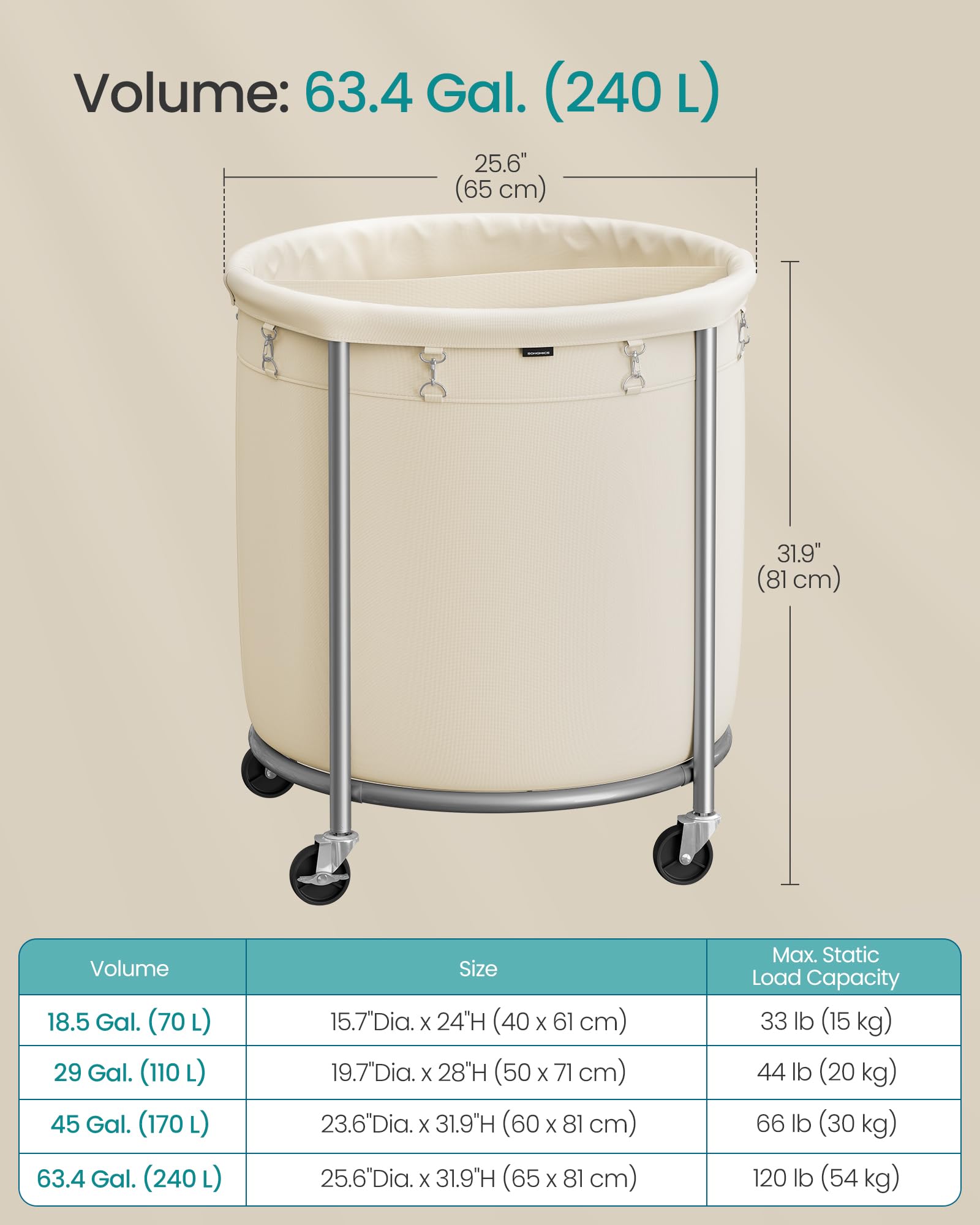 SONGMICS rolling cart easy to move between rooms.