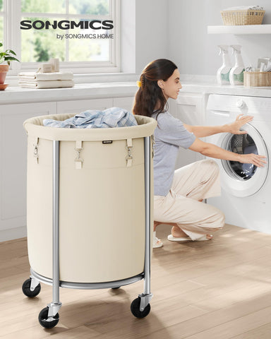 SongMics rolling laundry cart with steel frame for stable movement.