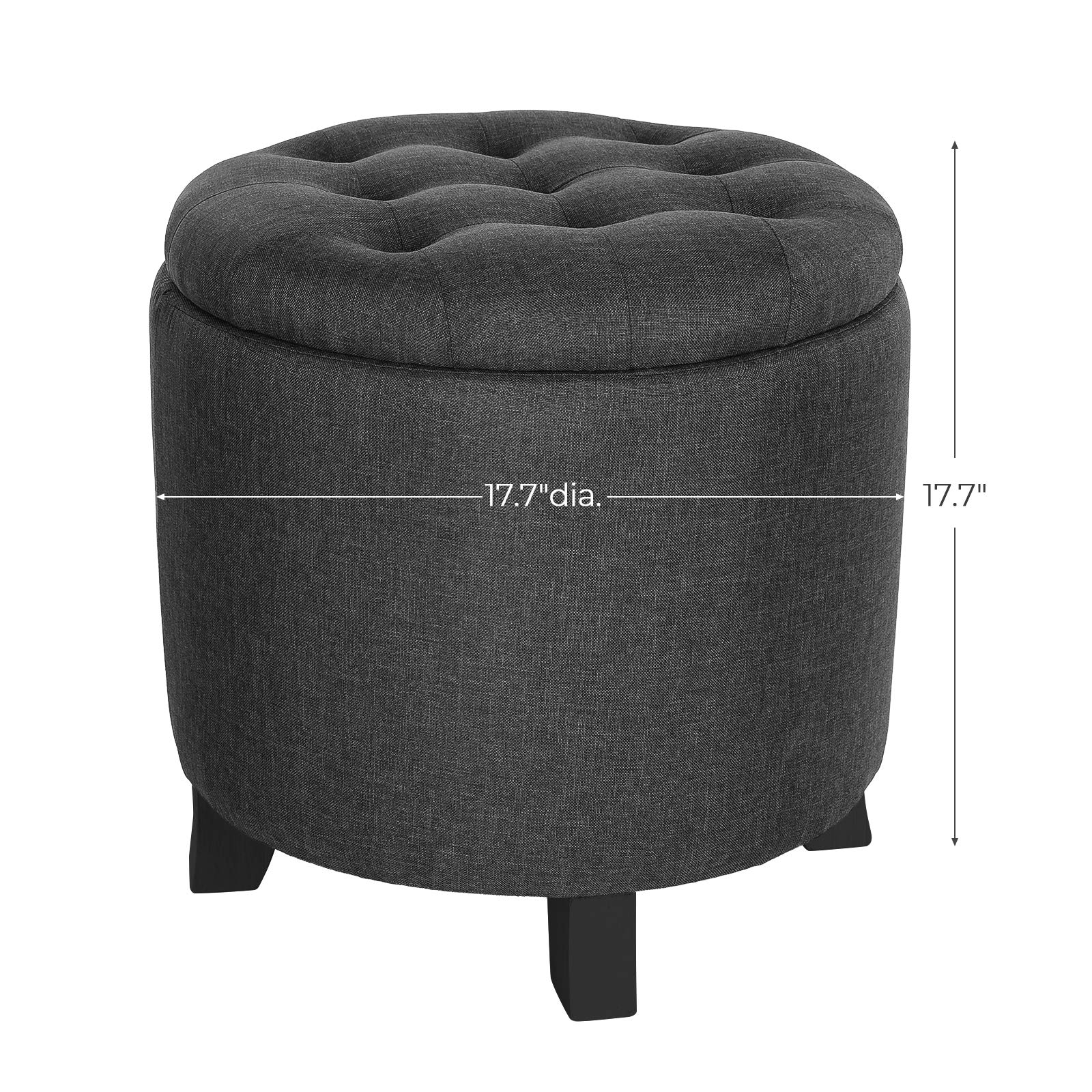 SONGMICS round ottoman dimensions 17.7 dia by 17.5 in high