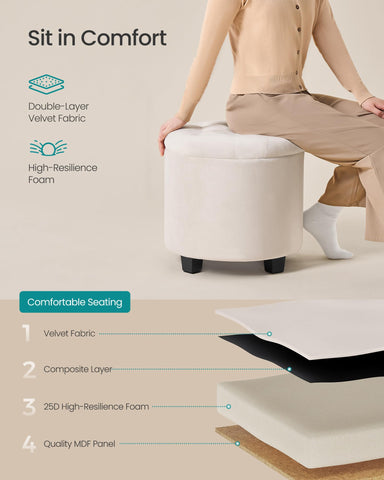 SONGMICS velvet ottoman doubles as footstool and vanity seat.
