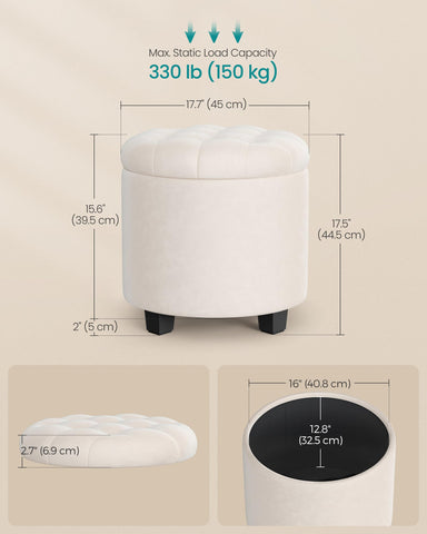 SONGMICS ottoman features non-slip feet to guard floors.