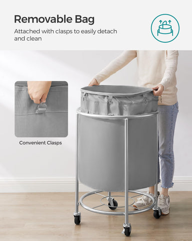 Powder-coated finish resists rust in damp laundry spaces