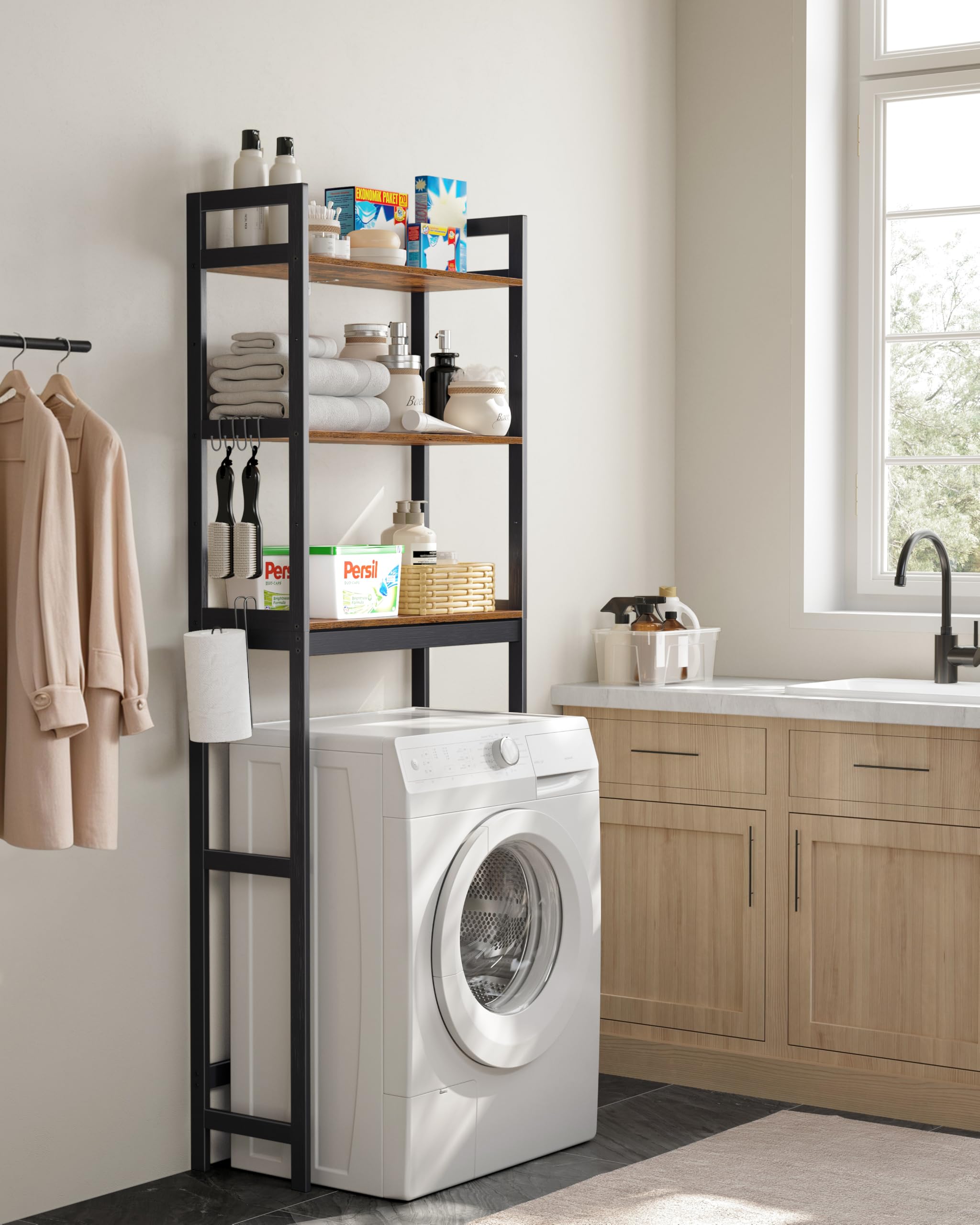 SONGMICS rustic brown with ink black finish complements modern or traditional decor.