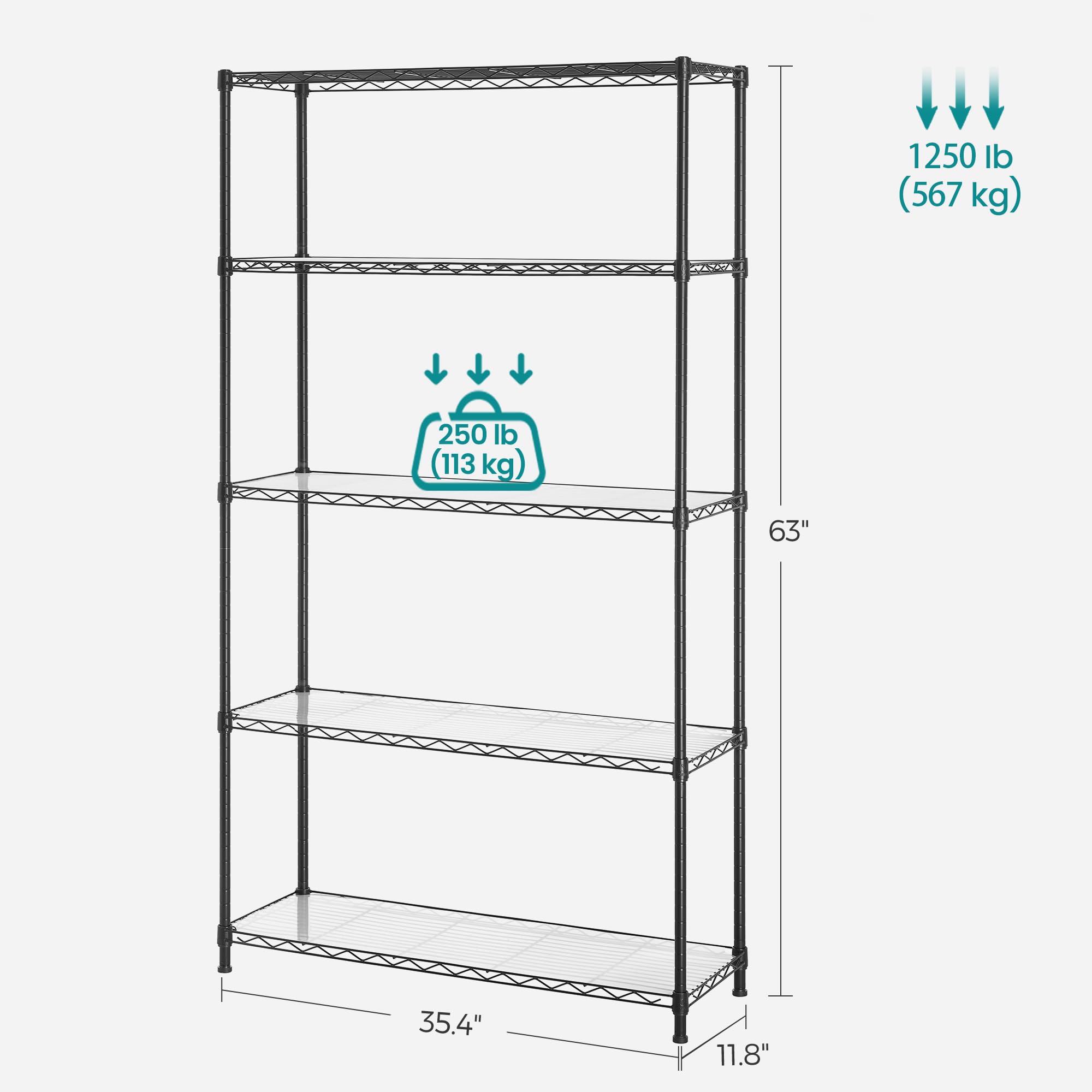 SONGMICS option to separate into two shelves for flexible layouts