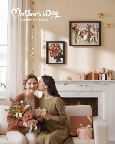 SONGMICS shadow box frame linen backing adds depth and prevents sag.