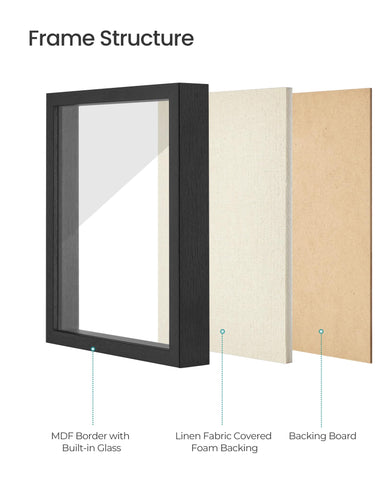 SONGMICS glass front on shadow box preserves clear, crisp viewing.