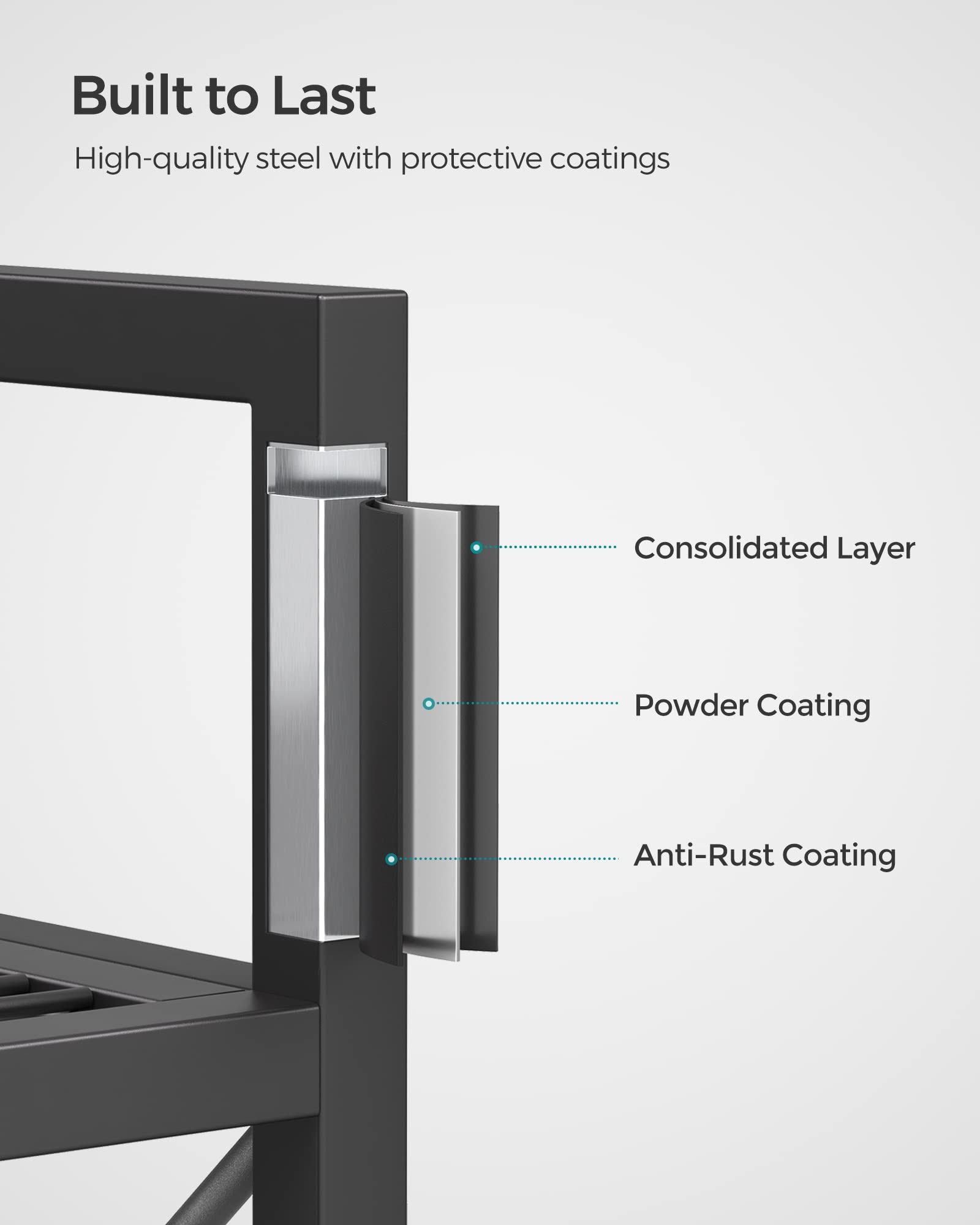 SONGMICS shelving unit with clear assembly instructions for quick setup.