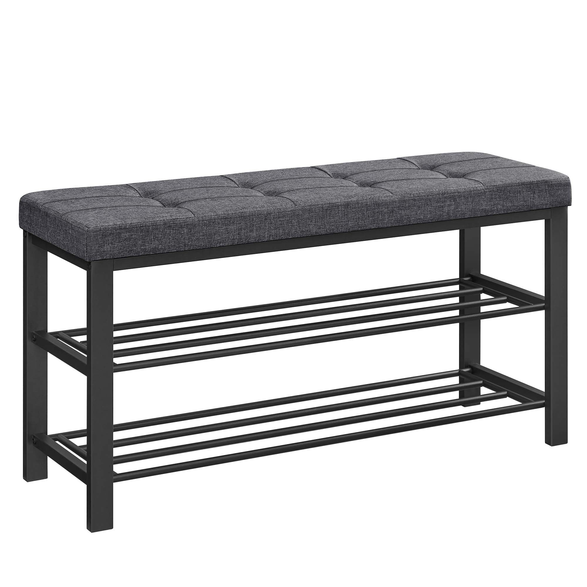 SONGMICS shoe bench front view with cushioned seat for entryway seating.