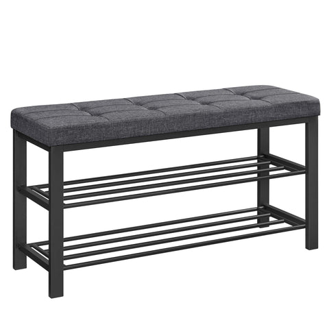 SONGMICS shoe bench front view with cushioned seat for entryway seating.