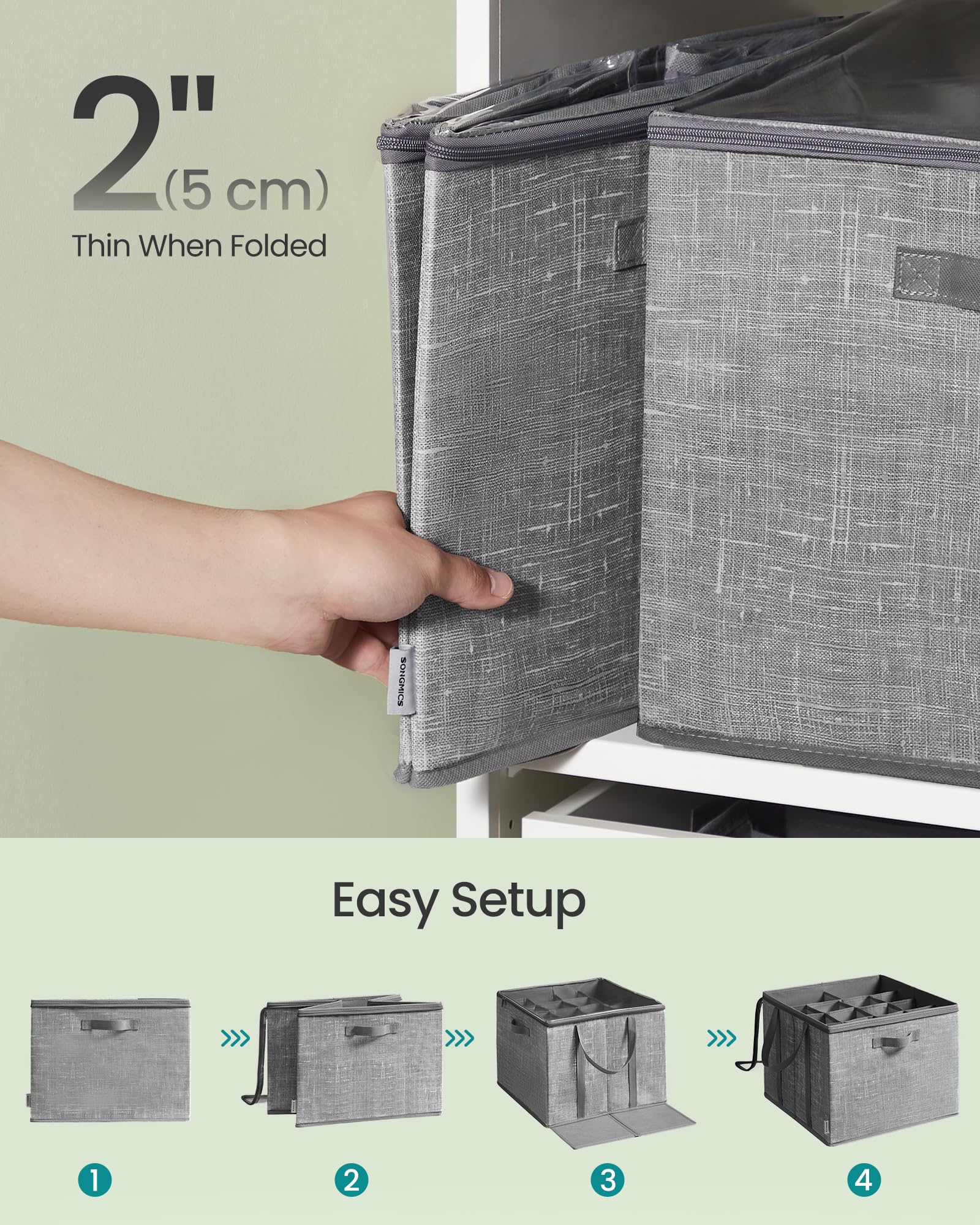 SONGMICS 16.5 x 16.5 inch bins fit standard closets.