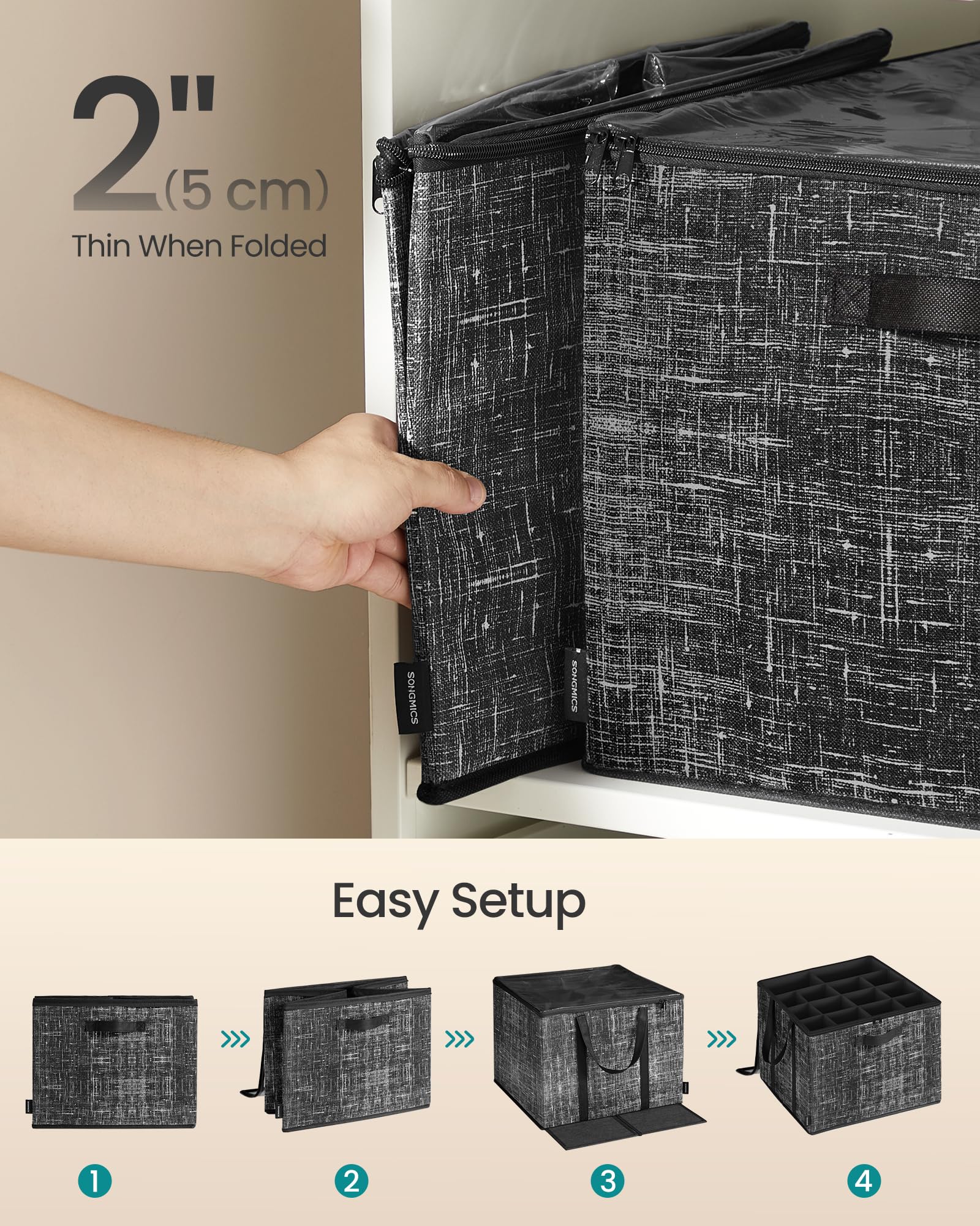 SongMics shoe organizer in ink black fits neatly on a closet shelf