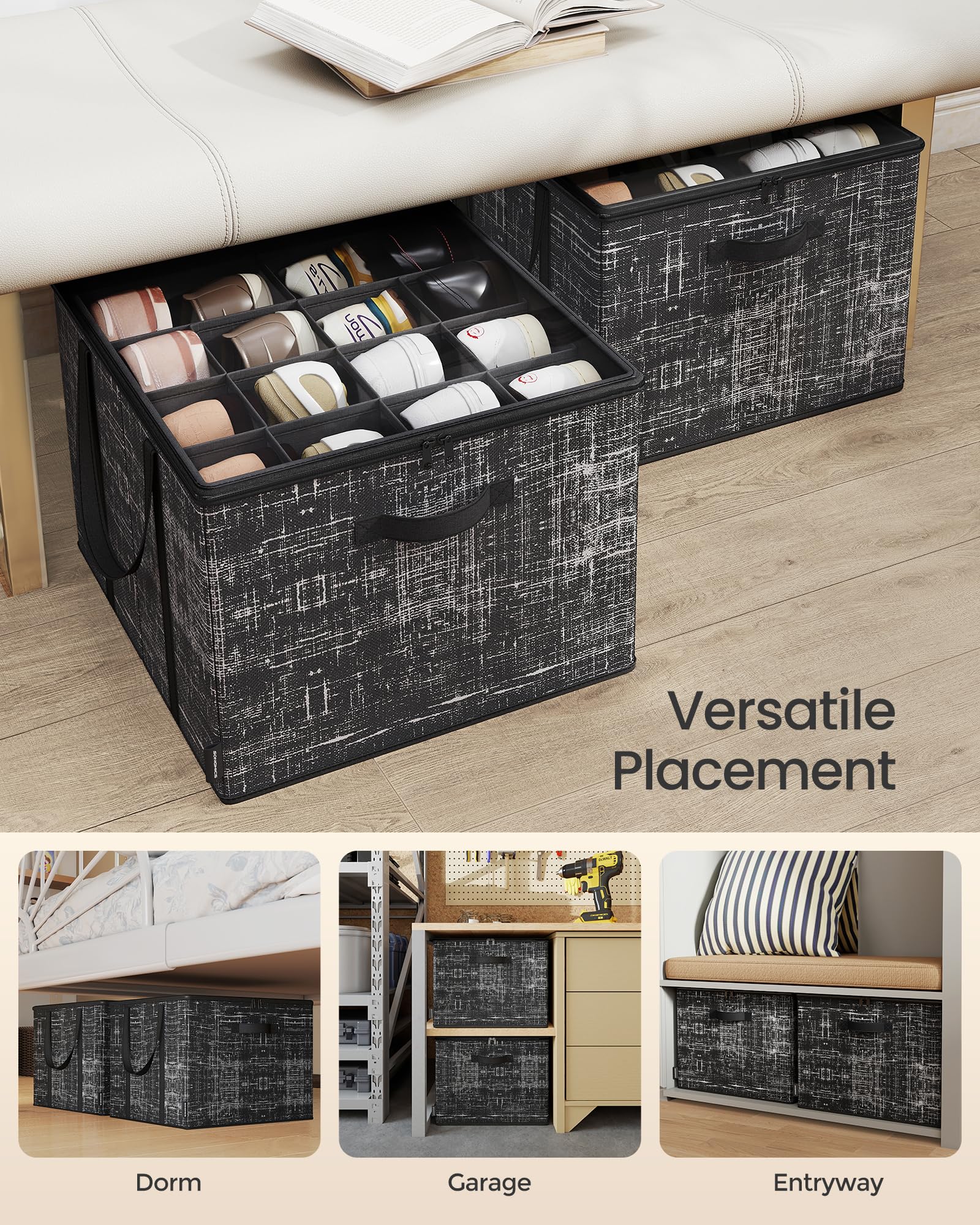 SongMics shoe organizer transparent lid protects shoes from dust and moisture