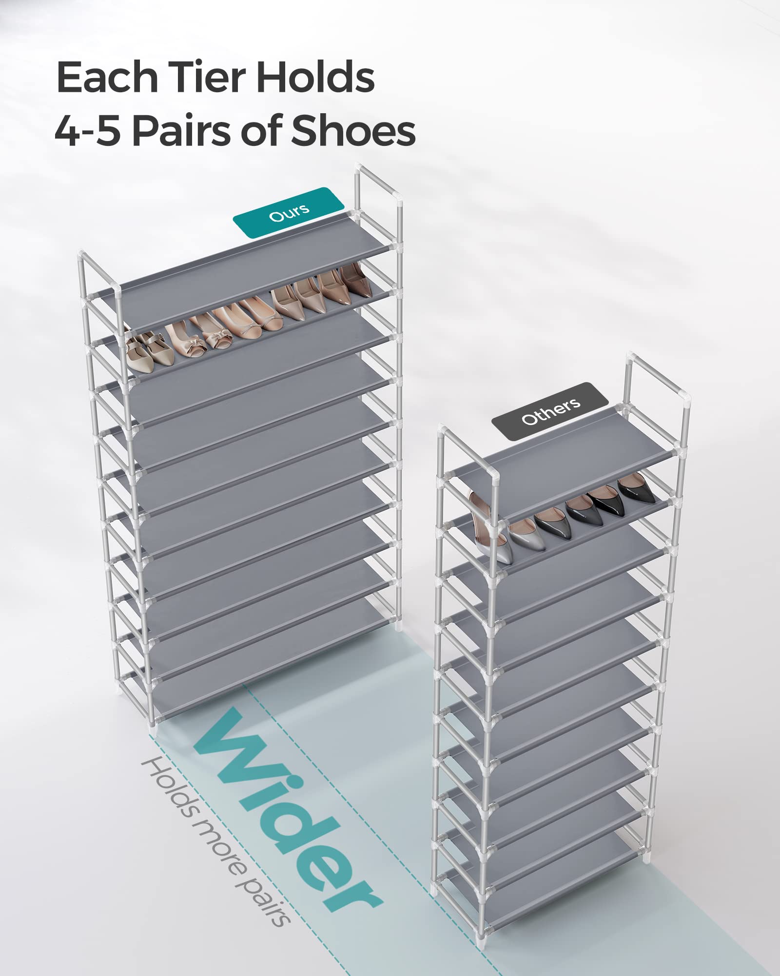 Songmics 10-tier non-woven shelves easy to clean and organize