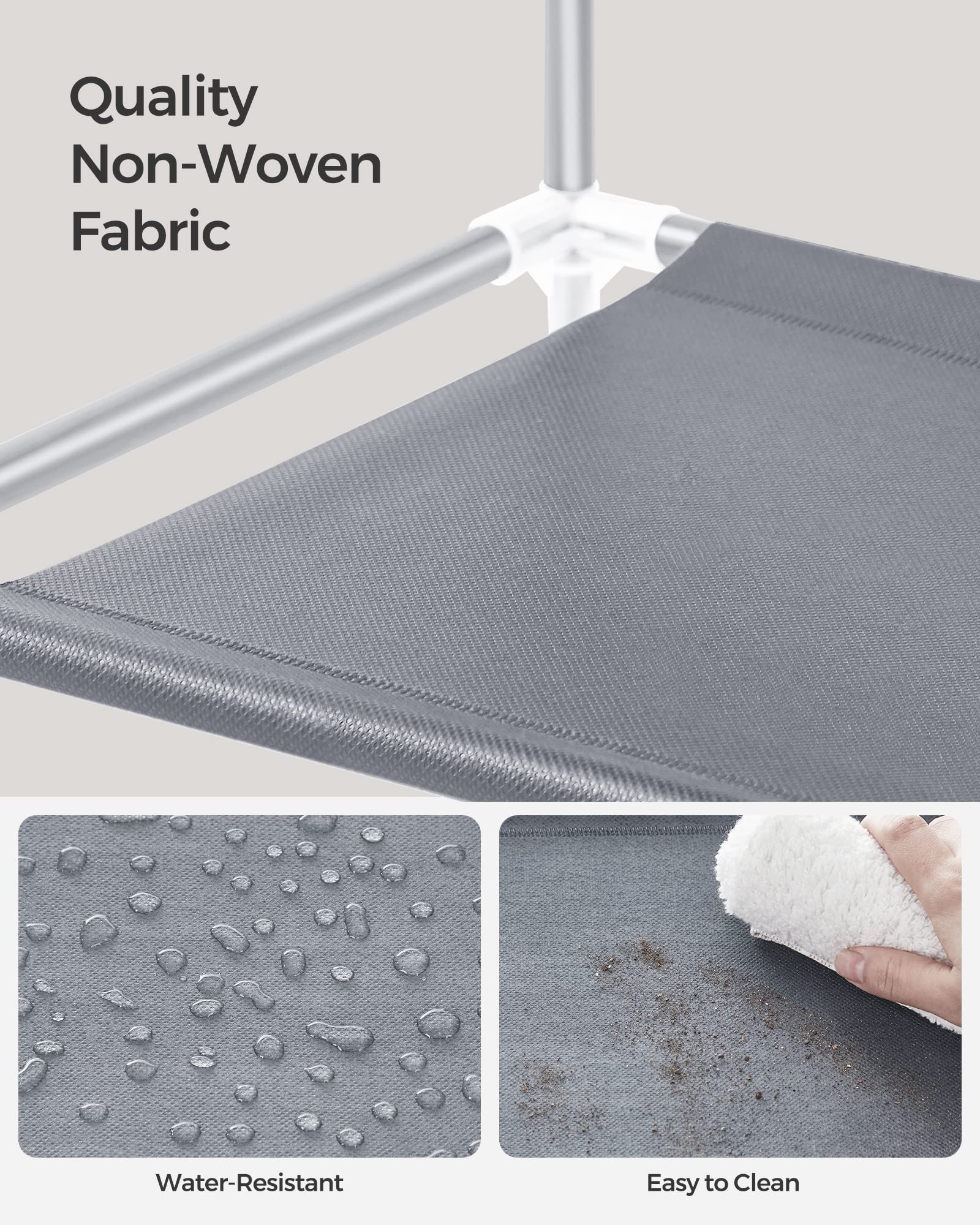 Songmics 10-tier stability close-up demonstrating thickened tubes