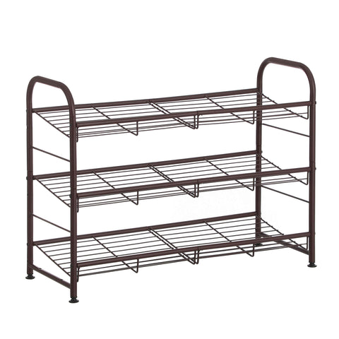 Songmics 3-tier shoe rack demonstrates organized footwear in a compact space