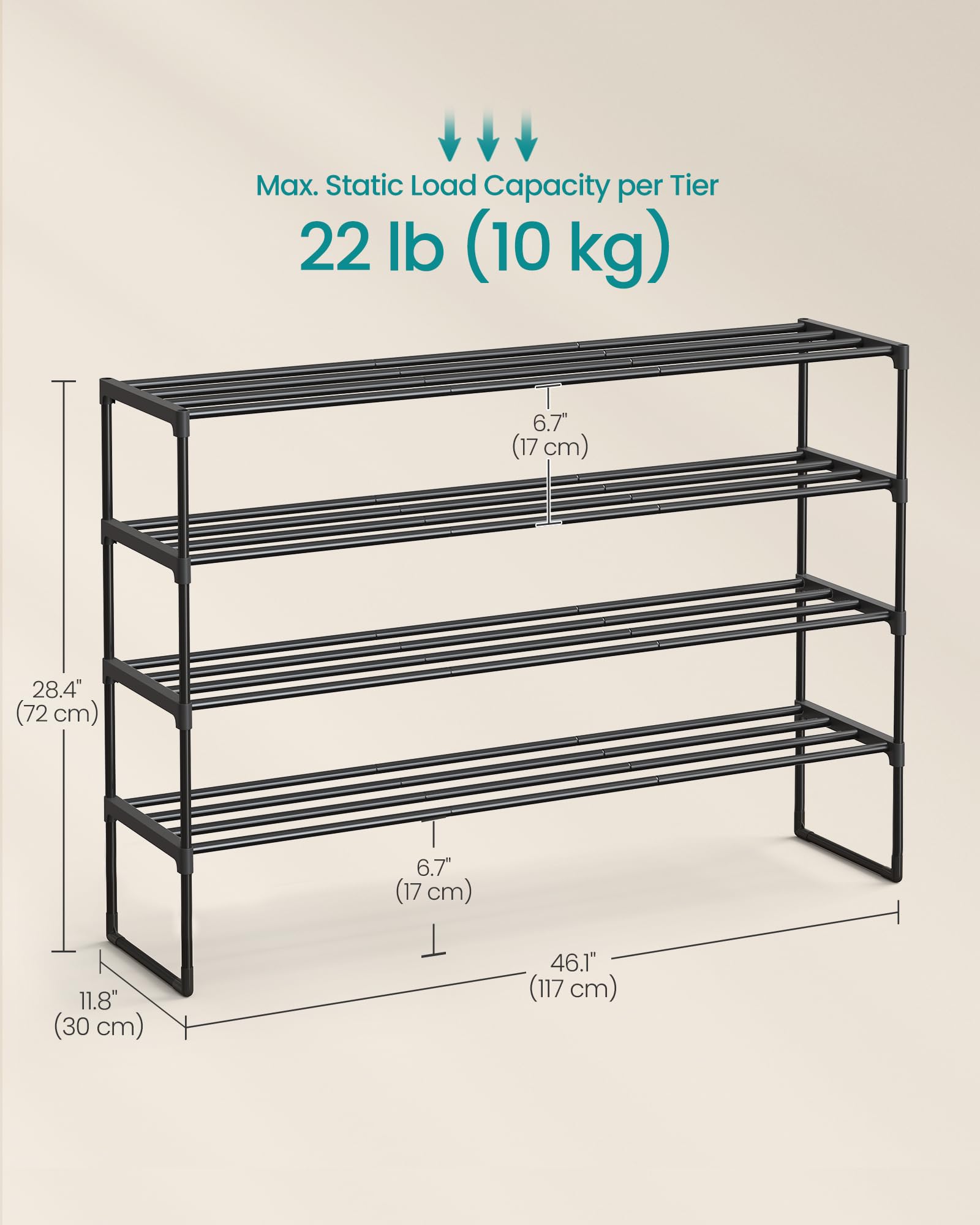 SONGMICS 4-Tier easy-clean coating for quick maintenance