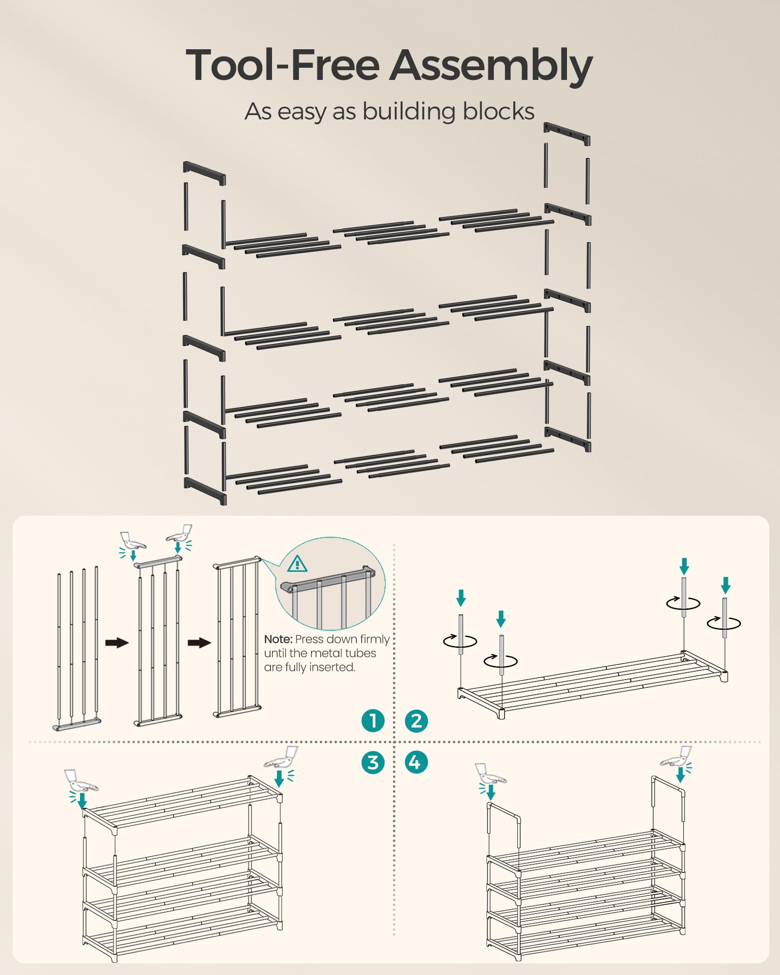 SONGMICS 4-Tier stackable module for vertical expansion
