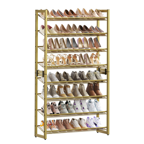 SONGMICS 8-tier shoe rack front view for easy access to sneakers and heels.