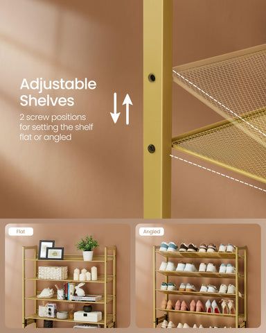 SONGMICS adjustable feet and anti-tip kit improve stability on uneven floors.