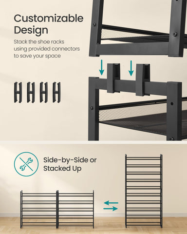 SONGMICS adjustable flat or angled shelves improve shoe accessibility