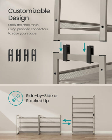 SONGMICS angled setup enables easy access to shoes in tight spaces.