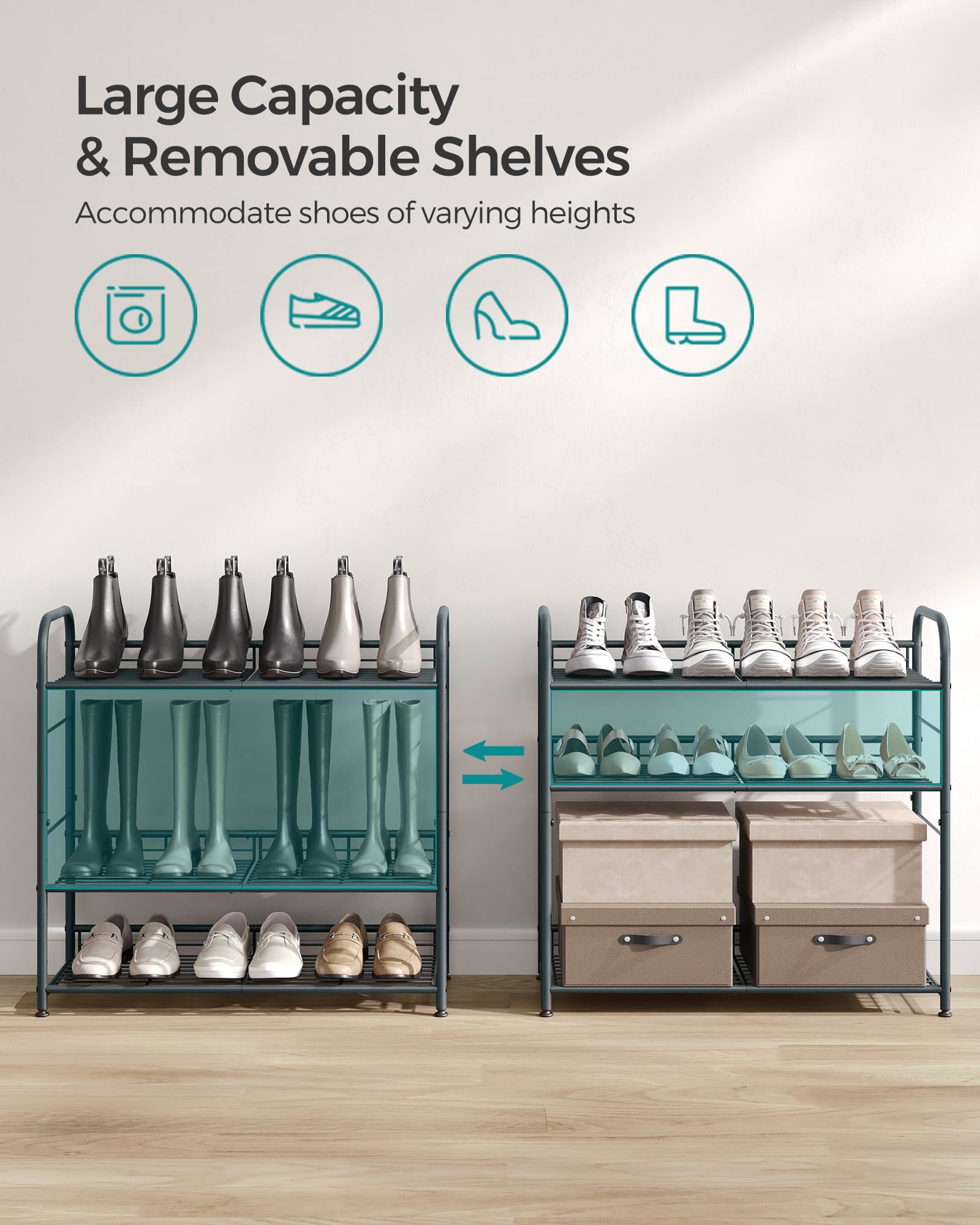 SONGMICS assembly kit includes anti-tip security for safe installation.