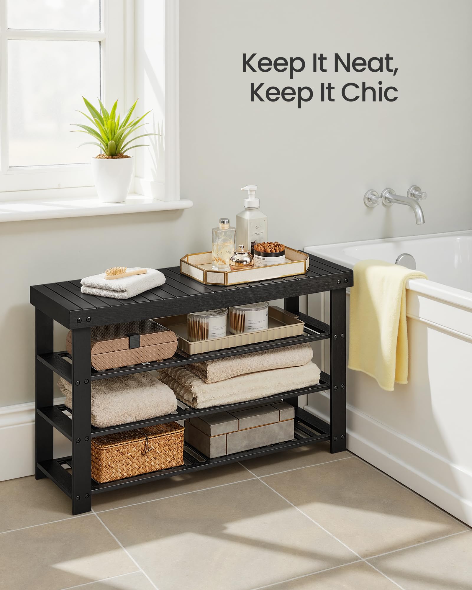 SONGMICS entryway-bench fits living rooms, bathrooms, and bedrooms with versatile storage
