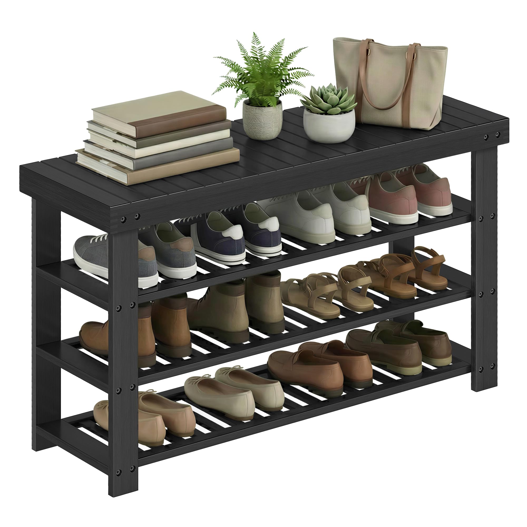SONGMICS shoe rack bench top-surface offers convenient seating and quick-access storage