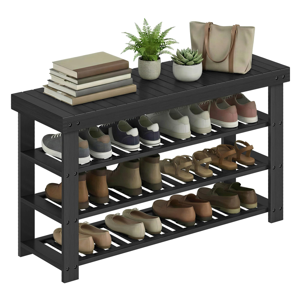 SONGMICS shoe rack bench top-surface offers convenient seating and quick-access storage