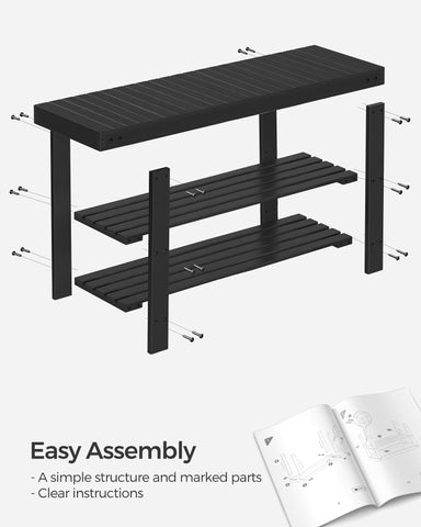 SONGMICS 3-tier bamboo shoe rack bench quick-assembly for fast setup