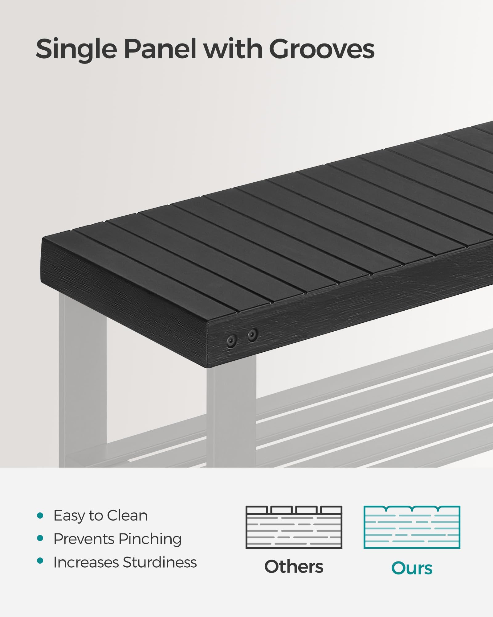 SONGMICS 3-tier bamboo shoe rack bench with shoes neatly stored on shelves
