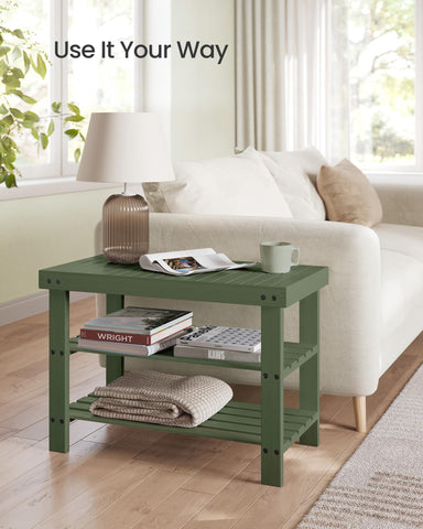 SongMics shoe rack bench bamboo texture close-up showcases natural grain and durable build