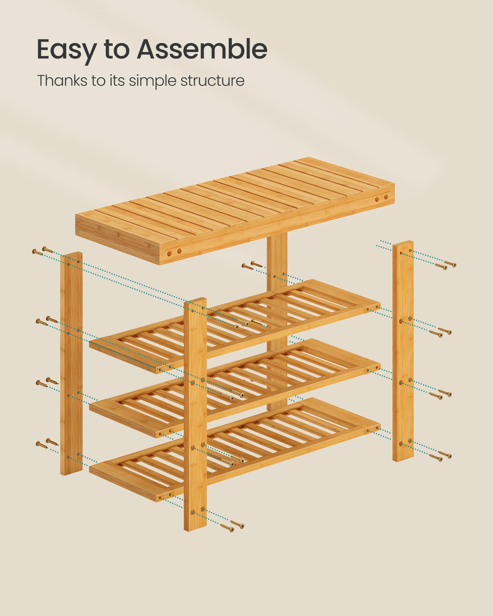 SONGMICS Shoe Rack Bench compact footprint fits tight spaces.