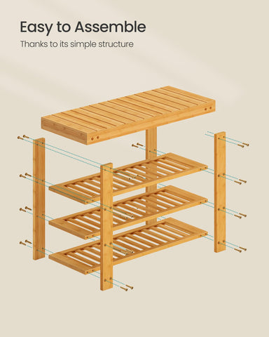 SONGMICS Shoe Rack Bench compact footprint fits tight spaces.