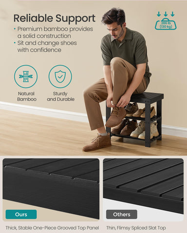 SONGMICS front view shows the two-tier design and accessible storage for shoes.