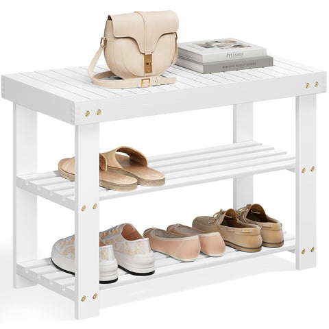 SongMics shoe rack bench top panel usage shows convenient surface for bags and keys